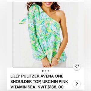 Lilly Pulitzer Avena One Shoulder Top NWT Size 6